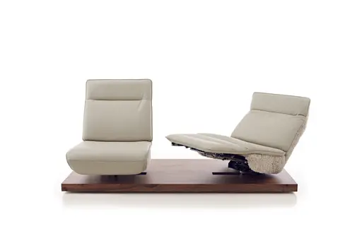 Sofa - 2-Sitzer, Relaxfunktion motorisch, Leder/Stoff Perlmutt