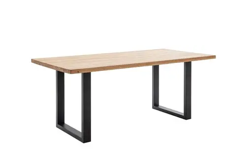 Esstisch - LB ca. 180x90 cm, Wildeiche massiv geölt, Schwarz