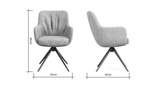 Armlehnstuhl Mis Legere - Boucle, Grau, Stativ, Anthrazit