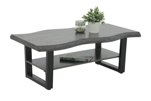 Couchtisch - LB ca. 110x60 cm, Grau, Schwarz, Baumkante