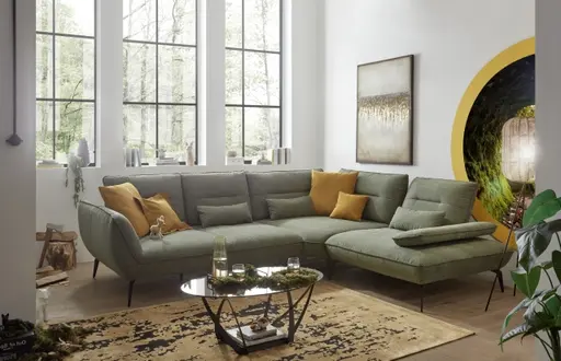 Ecksofa PAYTON -2,5-Sitzer, Ecke rechts, Stoff, Dunkelgrün