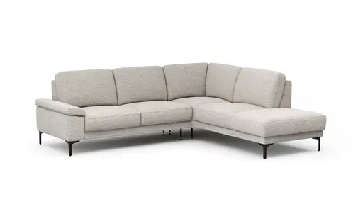 Ecksofa Matero - 2-Sitzer mit Ecke rechts, Stoff, Hellgrau