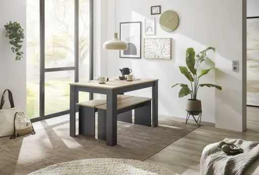 Esstischgruppe - Artisan Eiche Nachbildung, Anthrazit