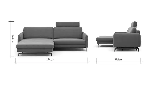 Ecksofa Enna - Longchair Links mit 1,75-Sitzer, inkl. motorischer Relaxfunktion, Stoff, Terracotta