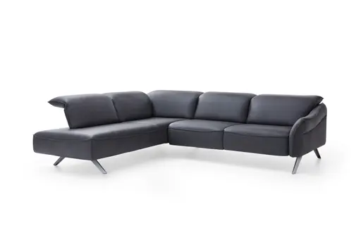 Ecksofa Bormio - Ecke links mit 2,5-Sitzer inklusive Relaxfunktion (motorisch), Leder, Schwarz