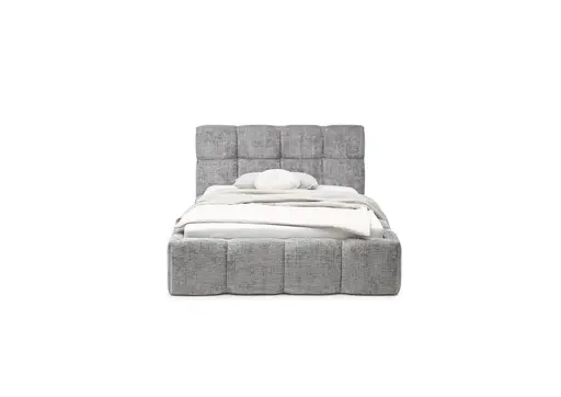 Bettgestell SANDRIN R- Liegefläche ca. 140x200 cm, Stoff, Hellgrau, inkl Latterost und Stauraum