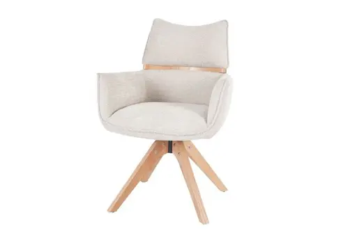 Armlehnstuhl MAROU - drehbar, Stoff, Beige
