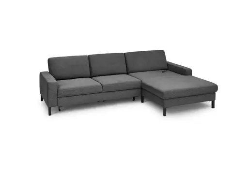  Ecksofa CALM MOVE 2.0 - 2,5-Sitzer mit Longchair rechts, Schlaffunktion, Feincord, Anthrazit