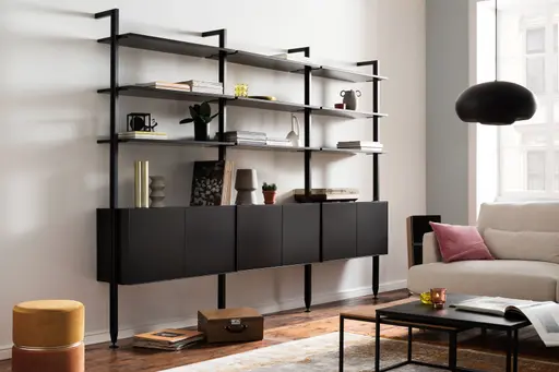 Regal Edge - B ca. 283 cm, Lack, Schwarz