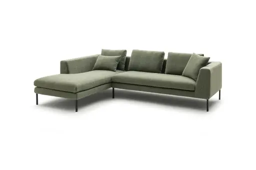 Ecksofa Helmi - Longchair links, 2,5-Sitzer, Stoff, Eukalyptus