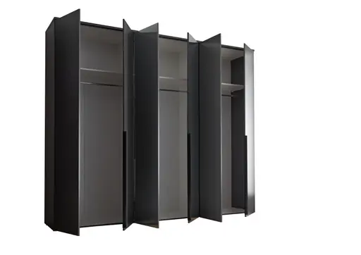 Drehtürenschrank- B ca. 270 cm, Graphit, Spiegel