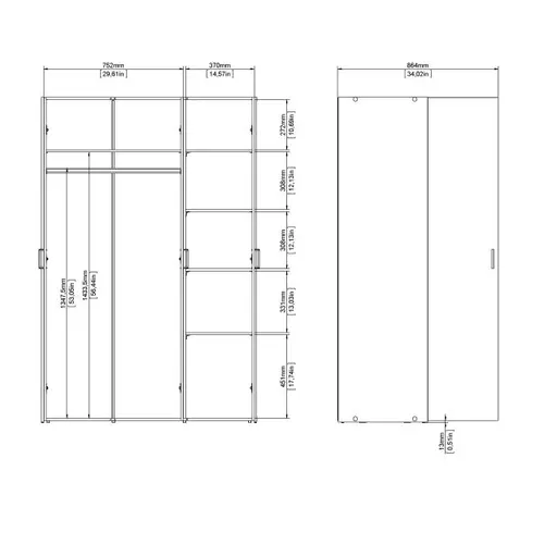 Drehtürenschrank- B ca. 116 cm, Weiß