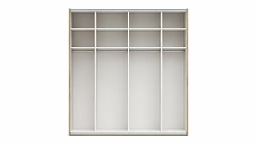 Schwebetürenschrank Viana - B ca. 212 cm, Lack, Weiß, Riffholz, Balkeneiche