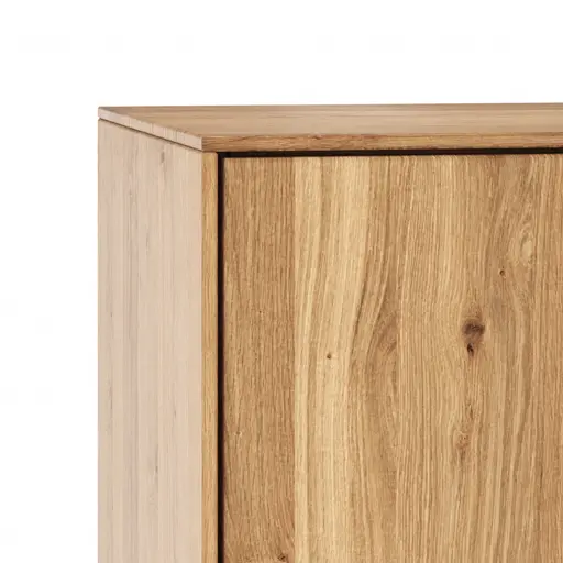 Lowboard Blackpool - Eiche massiv mit Metallrahmen schwarz und Holzbalken