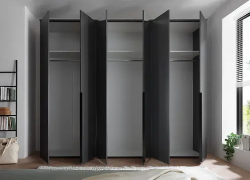 Drehtürenschrank- B ca. 270 cm, Graphit, Spiegel