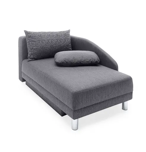 Recamiere - inkl. Schlaffunktion und Bettkasten, Stoff schwarz