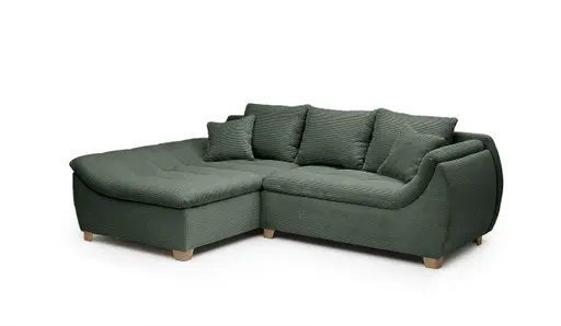 Ecksofa JAMILA - 2-Sitzer, Ecke rechts, Stoff, Grün