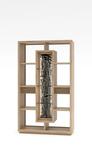 Raumteiler - mit Beleuchtung, Wildeiche massiv