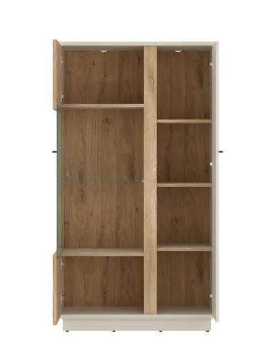 Vitrine - B ca. 87 cm, Kaschmir, Cremona Eiche Nachbildung