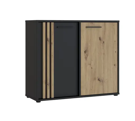 Kommode FLORISS-Schwarz, Eiche Dekor