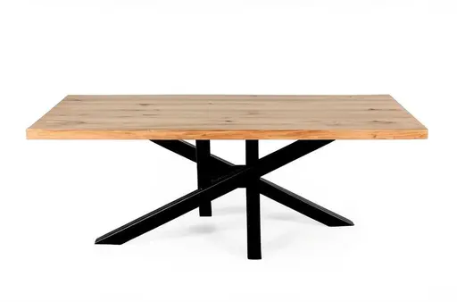 Esstisch - LB ca. 220x100 cm, Wildeiche massiv geölt, Schwarz