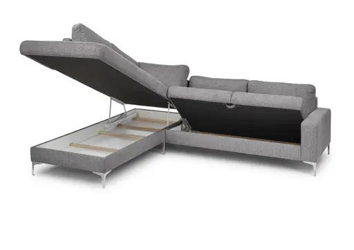 Ecksofa CALM 2.0 - Ecke links mit 2,5-Sitzer, Schlaffunktion mit Bettkasten, Stoff, Anthrazit