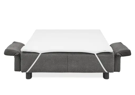  Faltsofa Easy - 2-Sitzer, ca. 140 cm inkl. Schlaffunktion/Topper/Armteil verstellbar, Stoff, Dunkelgrau