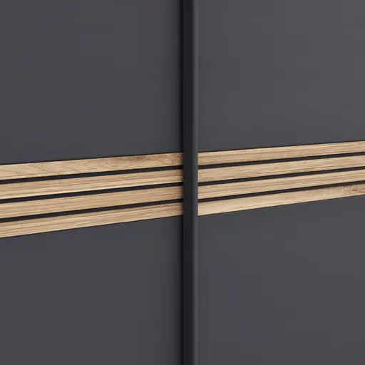 Schwebetürenschrank Viana - BHT ca. 300x230x68 cm, Anthrazit