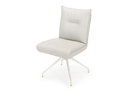 Stuhl - drehbar, Leder, Silbergrau