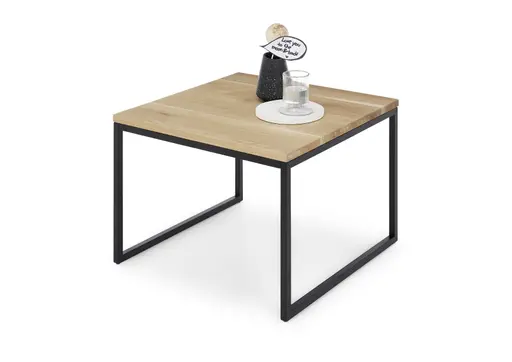 Couchtisch - LB ca. 60x60 cm, Wildeiche massiv geölt, Schwarz 