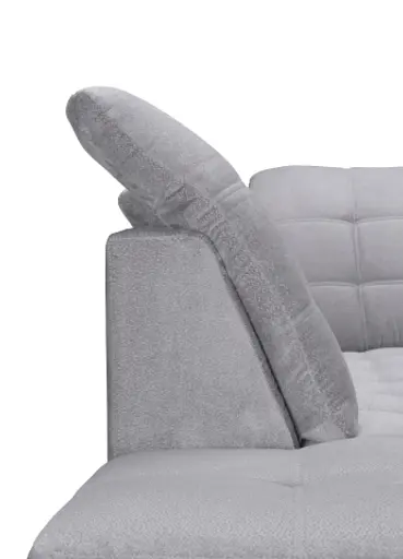 Wohnlandschaft - Longchair links, 1,5-Sitzer, Ecke rechts inkl. Schlaffunktion und Bettkasten, verstellbare Kopfstützen, Stoff, Grau