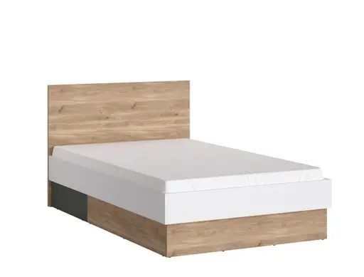 Bettgestell- Liegefläche ca. 120x200 cm, Eiche Dekor, Weiß, Graphit