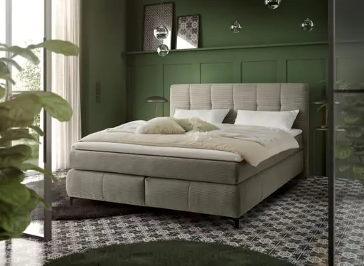 Boxspringbett- Liegefläche ca. 180x200 cm, Stoff, Taupe