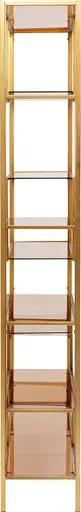 Regal- B ca. 115 cm, Stal, pulverbeschichtet, Goldfarben, Glas, gefärbt