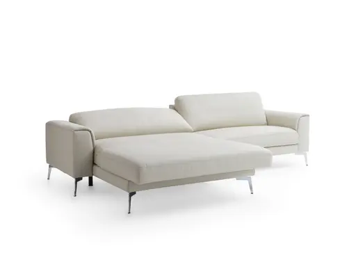 Ecksofa Enna - Longchair Links mit 1,5-Sitzer inklusive Relaxfunktion (motorisch), Leder, Ecru