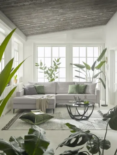 Ecksofa-  Ecke links, 3-Sitzer,Stoff, Hellgrau