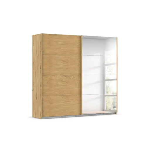 Schwebetürenschrank ROTIA- B ca. 226 cm, Eiche Dekor, Spiegel