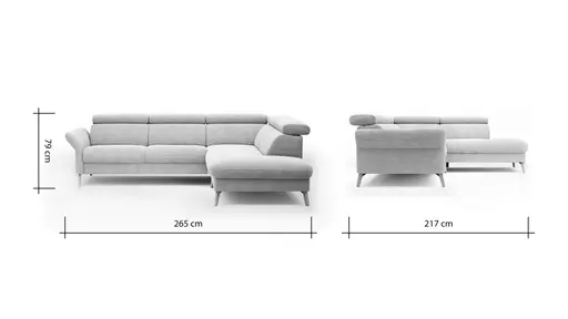 Sofa Maryville - 2,5-Sitzer mit Eckelement und Abschlussteil medium rechts, inkl. Kopfteil verstellbar, Stoff, Beige