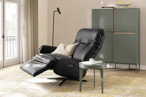 Loungesessel Lovere - Leder, Schwarz, Armlehne links