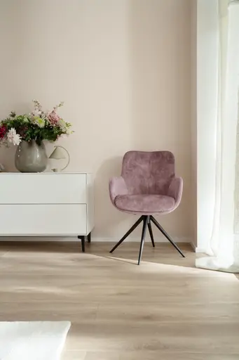 Armlehnstuhl Mis - Drehbar, Stoff, Altrosa, Gestell, Anthrazit