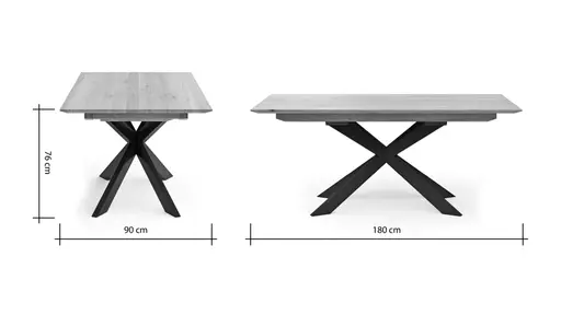 Esstisch Talara Lola - beidseitig ausziehbar, LB ca. 180x90cm, Wildeiche Bianco