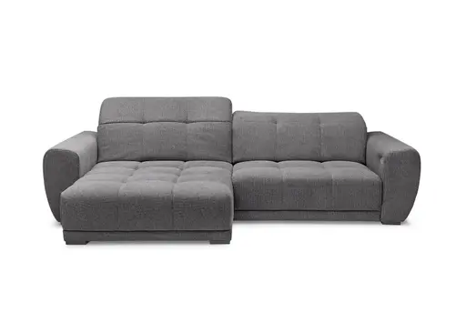 Ecksofa - Longchair links mit 2-Sitzer, Kopfteil verstellbar, Sitztiefe verstellbar motorisch, Stoff, Anthrazit