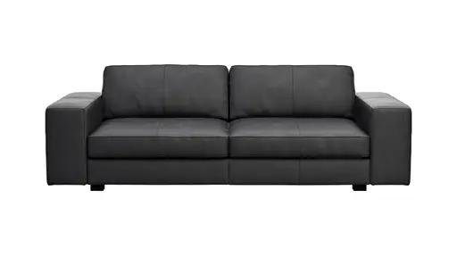 Sofa Aprino 1 - 3,5-Sitzer L, Dickleder, Schwarz, Armlehne Block breit