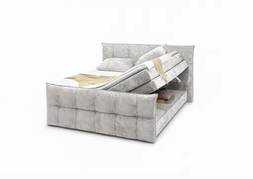 Boxspringbett- Liegefläche ca. 180x200 cm, Stoff, Creme