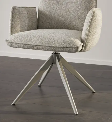 Armlehnstuhl Dinner - drehbar, Stoff, Champagner