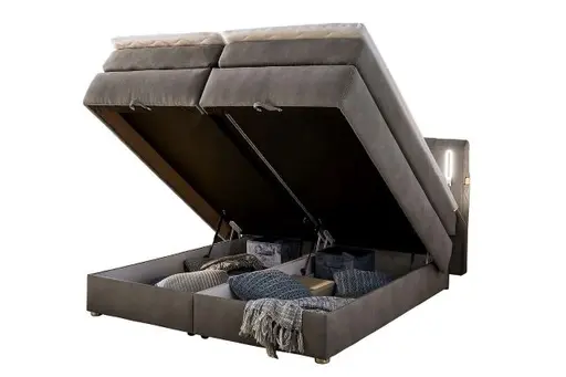 Boxspringbett- Liegefläche ca. 180x200 cm, Stoff, Grau