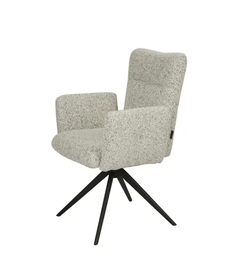 Armlehnstuhl MYLENE - drehbar, Stoff, Schwarz-Weiß