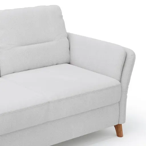 Ecksofa Vayra - Longchair links mit 2,5-Sitzer rechts, Stoff, Offwhite