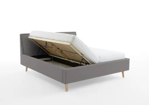 Polsterbett - Liegefläche ca. 180x200 cm, Stoff, Hellgrau