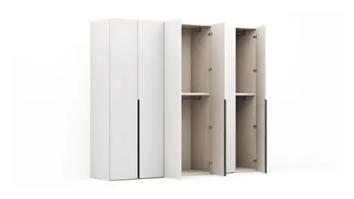 Drehtürenschrank Loretto - B ca. 280 cm, Lack matt, Weiß